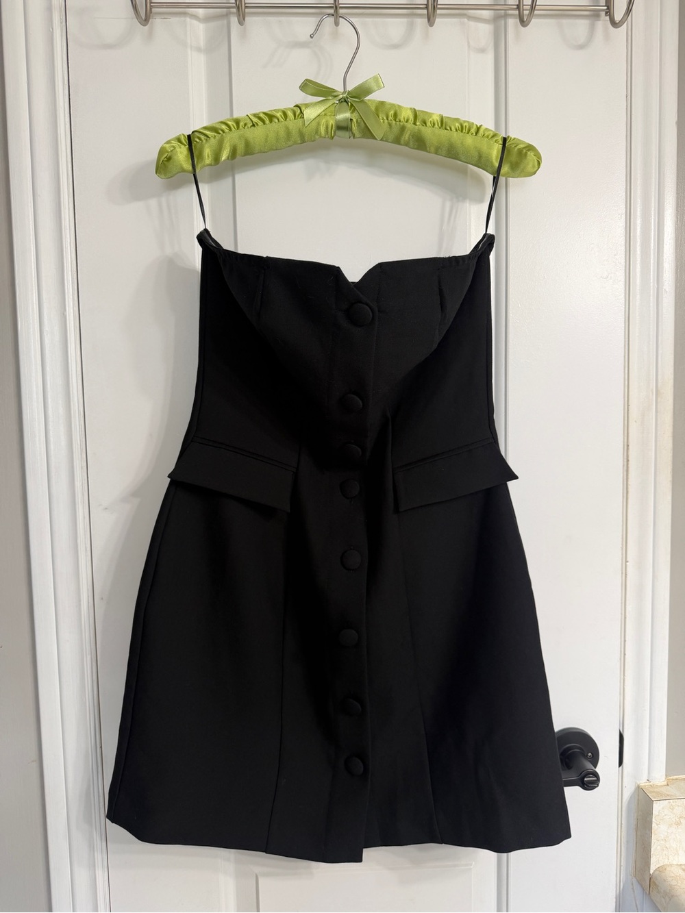 H&M Black Strapless Button-Front Mini Dress